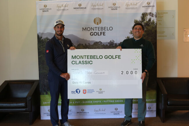 Tomás Melo Gouveia campeão e Bruno Melo, do Montebelo Golfe, fotografia de Jacinto Pinto-Montebelo